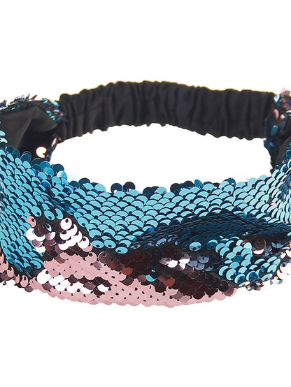 1PC Hairpins Hair Band For Outdoor Daily Sequins Fabric Black White Blue for Women