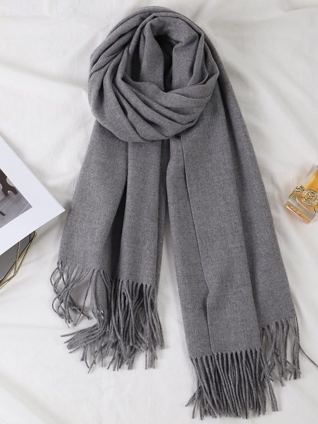 Shawls & Wraps Party Black Scarf Pure Color / Basic / Red / Fall / Winter / Polyester for Women