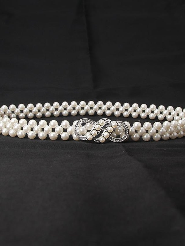 ladies pearl waist chain korean version rhinestone pearl decorative belt fashion sweet dress elastic belt women wholesale for Women