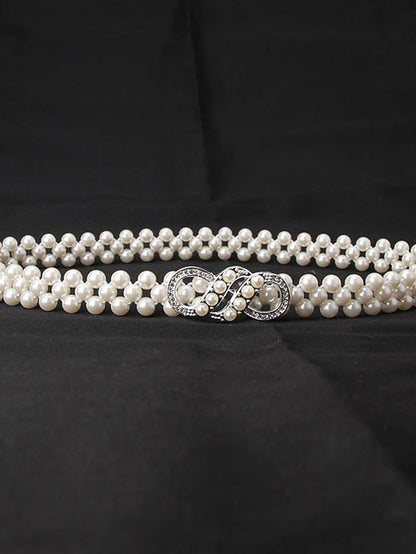 ladies pearl waist chain korean version rhinestone pearl decorative belt fashion sweet dress elastic belt women wholesale for Women