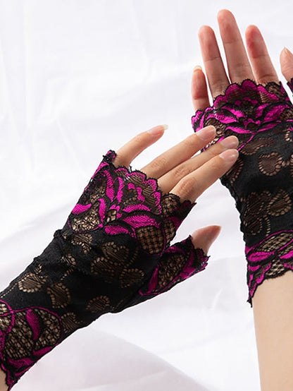 Fingerless Gloves Party / Evening Daily Flower / Plants Lace Lolita Cute 1 Pair for Women