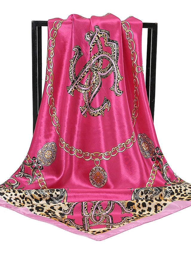 1pcs 90*90cm Square Silk Scarves Women Foulard Head Office Ladies Shawl Wrap Muffler Pareo Bandanna Female Print Hijab Poncho Beach for Women