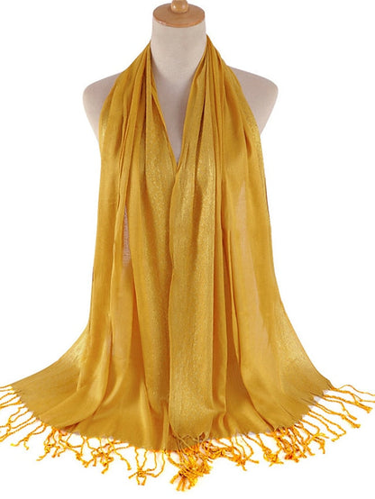 Plain Fashion Print Glitter Tassels Plaid Stripe Scarf Long Hijab Muslim Scarves/scarf for Women