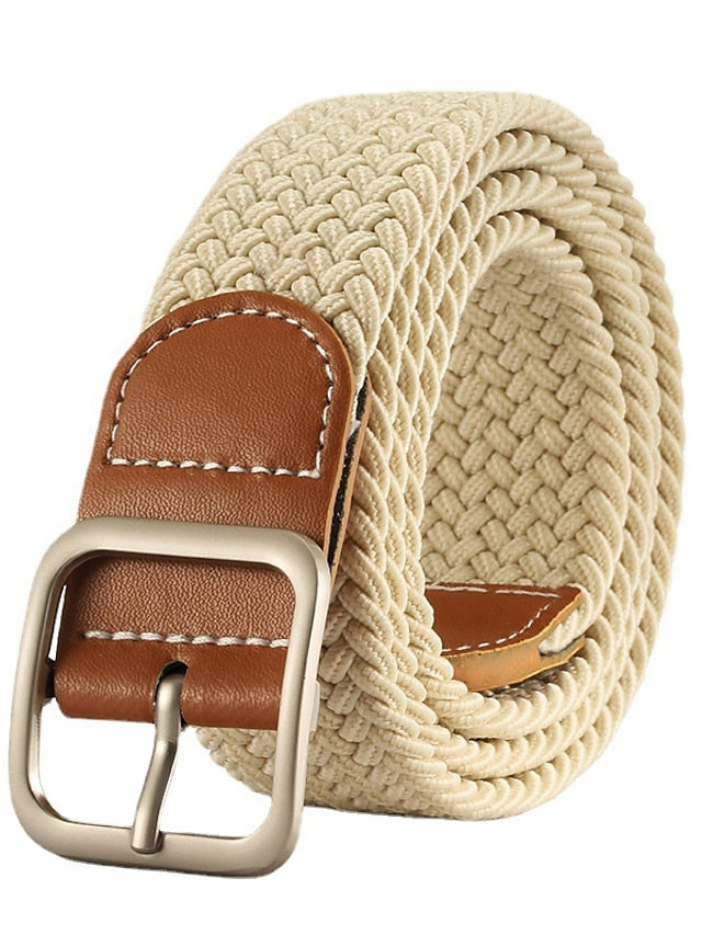 Men's Web Belt Canvas Buckle Free Plain Classic Casual Work Daily Black / White Black Blue Green for Women