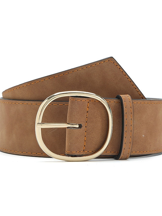Unisex PU Buckle Belt PU Leather Prong Buckle O-ring Classic Casual Party Work Black White Pink Red for Women