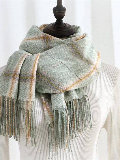 Shawls & Wraps Outdoor Dailywear Holiday Yellow Blue Pink Scarf Plaid for Women