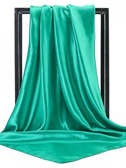 1pcs 90*90cm Solid Colors Neckerchief Hijab Scarf For Women Silk Satin Headband Hair Scarves Female Square Shawls Head Scarfs For Ladies for Women