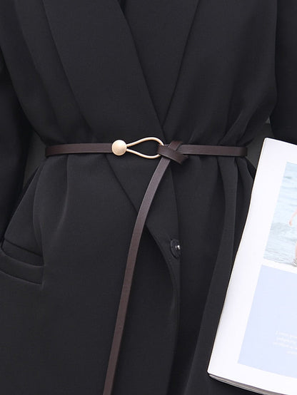 Unisex Skinny Belt PU Leather Buckle Free Plain Casual Classic Party Daily Black Brown Coffee for Women