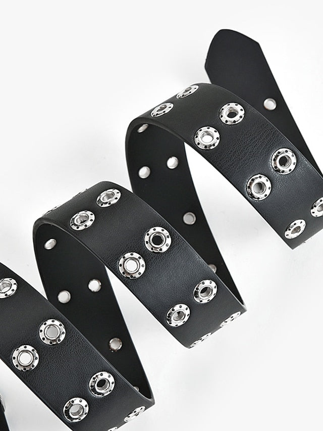 Unisex PU Buckle Belt Wide Belt PU Leather Prong Buckle Eyelet Casual Classic Party Daily White Black Brown Coffee for Women