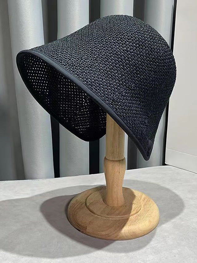 New Women Black Khaki Solid Bucket Hat Bob Caps Fashion Summer Panama Cap Beach Sun Fishing Shopping Boonie Hat Ladies Cap for Women