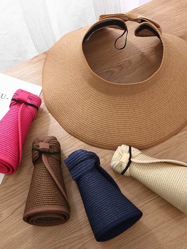 14 Colors Summer Folding Empty Top Hat Straw Hat Sun Hat Beach Hat Sunshade Sun Hat Panama Men's Straw Hat for Women