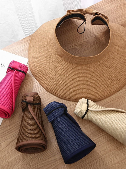 14 Colors Summer Folding Empty Top Hat Straw Hat Sun Hat Beach Hat Sunshade Sun Hat Panama Men's Straw Hat for Women