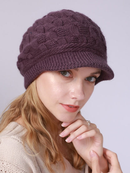 Warm Knitting Beret Hat Winter Women Solid Cap Outdoor Windproof Ear Protection Skiing Hiking Girls Caps for Women