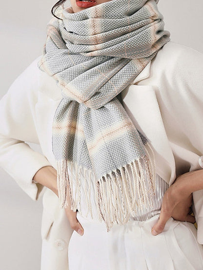Shawls & Wraps Outdoor Dailywear Holiday Yellow Blue Pink Scarf Plaid for Women