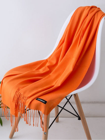 1pcs Solid Color Hijabs Imitation Cashmere Scarf Women All Season Long Shawls And Wraps Hijab Scarves Tassels Thin Headband for Women