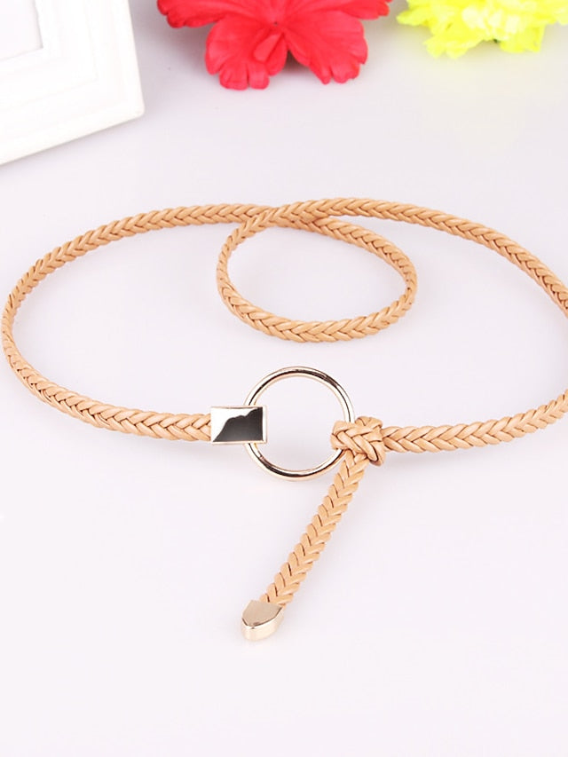 Belt PU Green White Black Gray Pink Skinny Belt Outdoor Dailywear Daily Holiday Pure Color / Spring / Summer / Fall / Winter / Coffee for Women