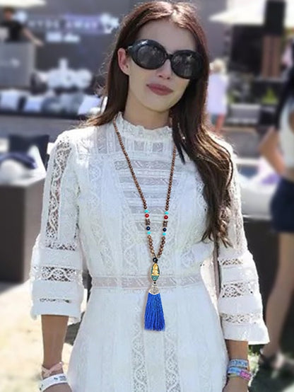 1PC Pendant Necklace Beaded Necklace For Street Gift Prom Wooden Resin Alloy Tassel Precious Blessed for Women
