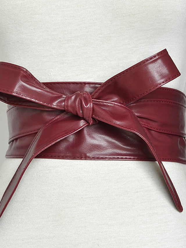 Wide Belt Corset Belt PU Leather Buckle Free Geometric Formal Party Daily White Black Wine Brown for Women