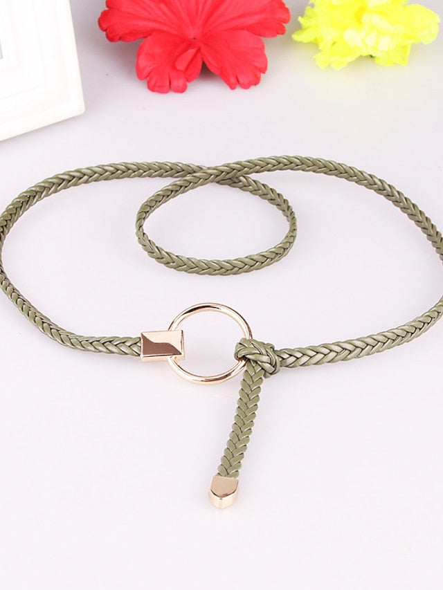 Belt PU Green White Black Gray Pink Skinny Belt Outdoor Dailywear Daily Holiday Pure Color / Spring / Summer / Fall / Winter / Coffee for Women