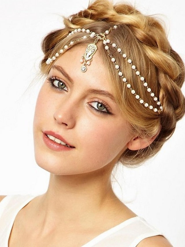 1pc Headbands Headband For Wedding Street Daily Festival Bohemian Theme Head Retro Alloy White Red for Women