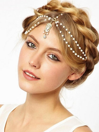 1pc Headbands Headband For Wedding Street Daily Festival Bohemian Theme Head Retro Alloy White Red for Women