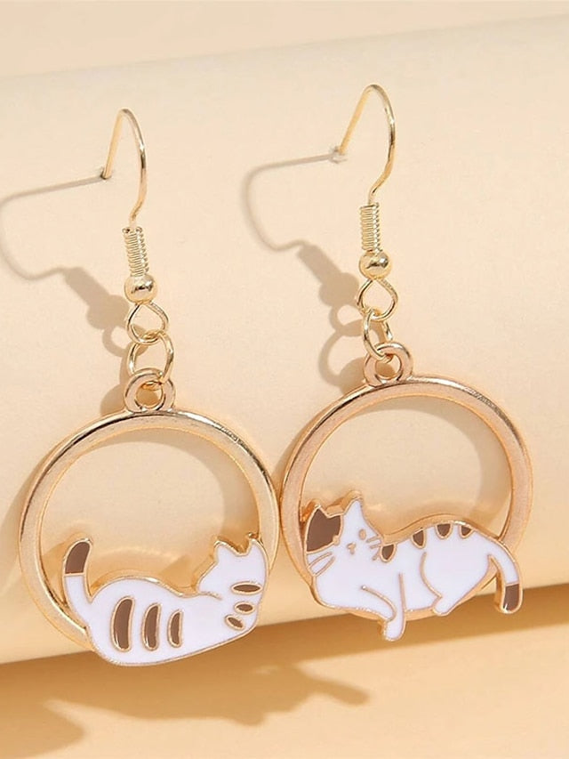 1 Pair Drop Earrings For Street Gift Date Alloy Classic Cat Moon for Women