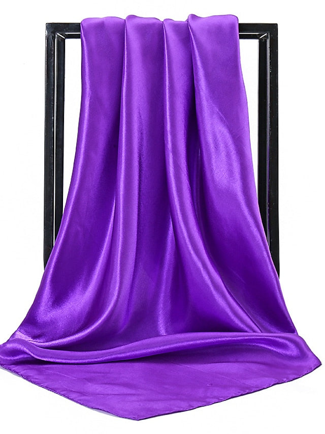 1pcs 90*90cm Solid Colors Neckerchief Hijab Scarf For Women Silk Satin Headband Hair Scarves Female Square Shawls Head Scarfs For Ladies for Women