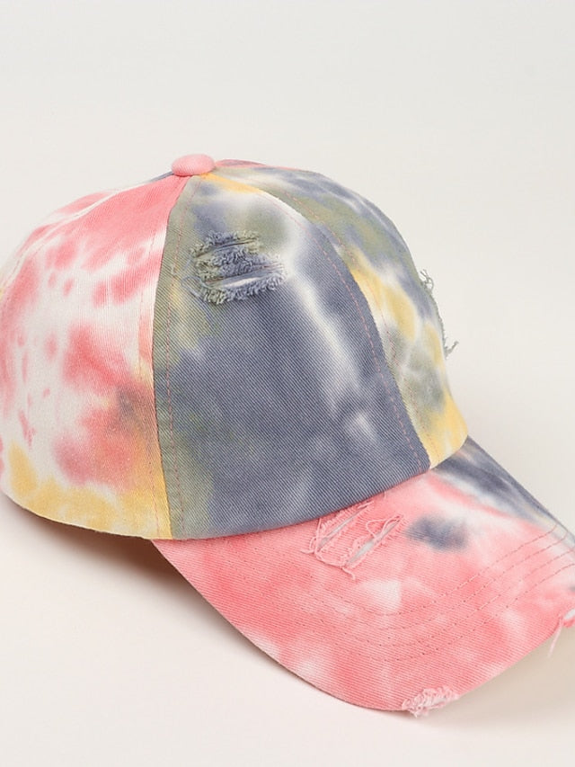 Hole Style New Tie Dye Irregular Gradient Baseball Cap Men's And Colorful Cap Outdoor Sun Protection Adjustable Hat for Women
